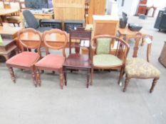 5x Assorted Chairs including Curved Back Chair, Carved Chair, Spoon Back Chairs etc.