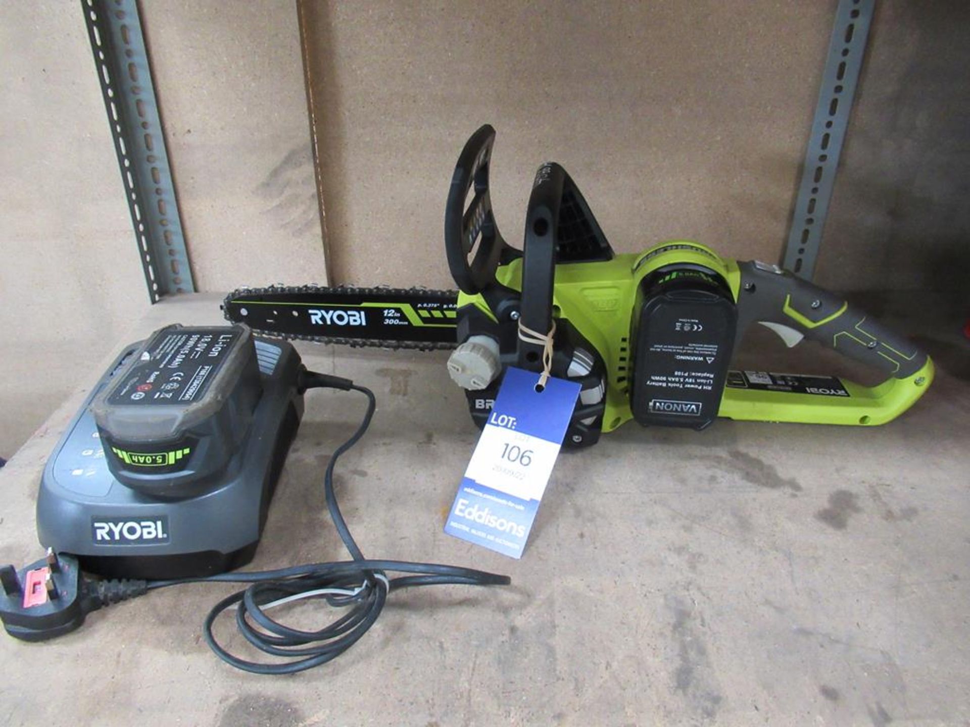 Ryobi Cordless Chainsaw with 2x batteries & a charger. Spare or Repairs.