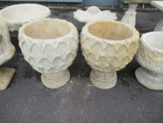 2x 'Pineapple' Urns on Stands