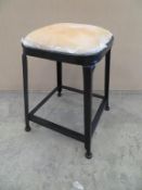 4 x Leather Cushioned, Metal Framed Low Stools - Boxed
