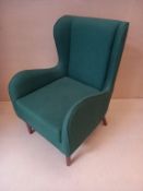 Upholstered Wingback Chair in Green