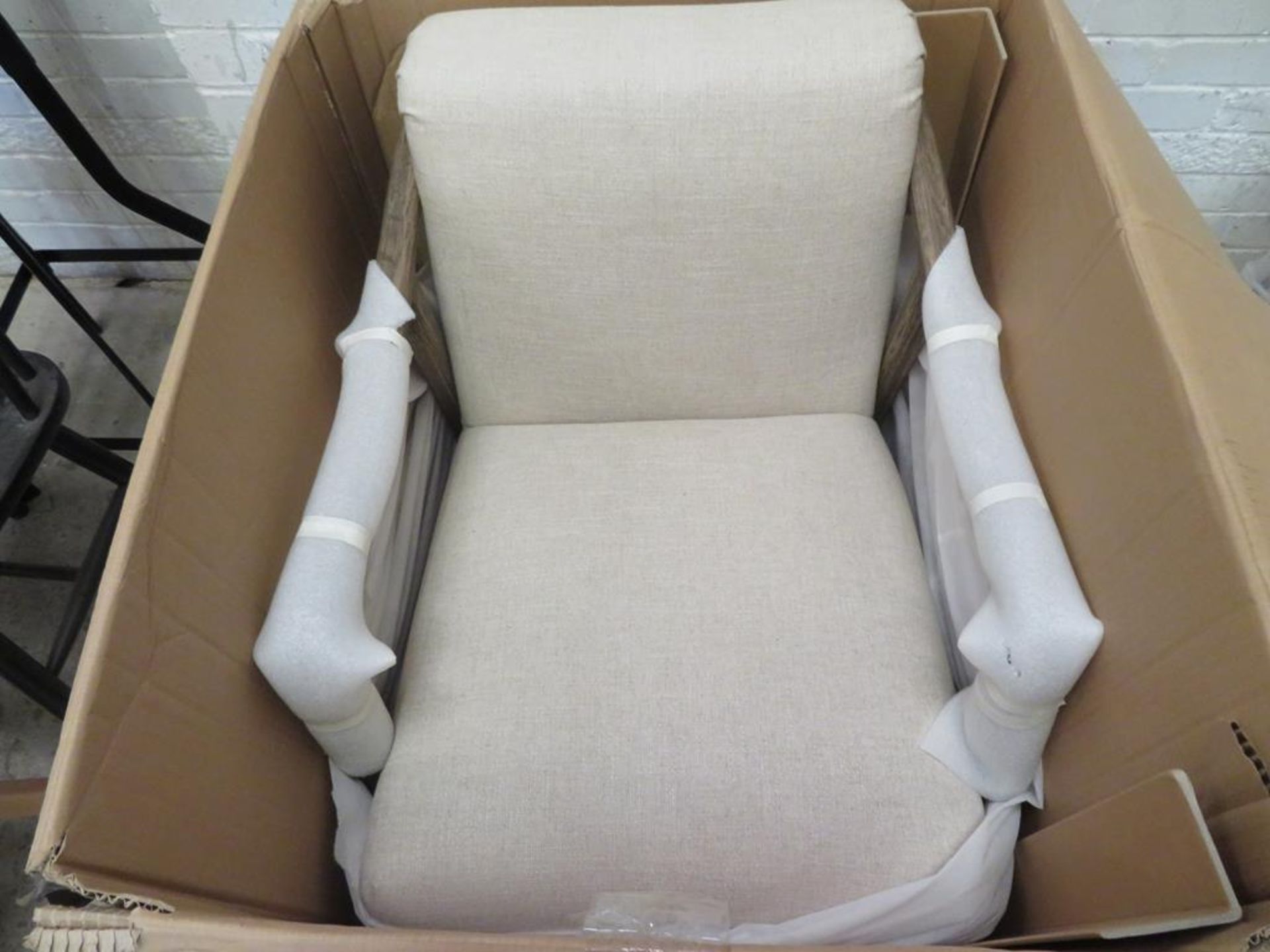 Alton Armchair with Linen Cushions & Wooden Frame - boxed