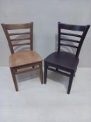 4 x Dallas Solid Side Chairs - 2 Dark Oak effect & 2 in Walnut effect