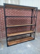 5-Tier, Metal Framed Bookshelf with Distressed Look Wooden Shelves (W1800mmxD450mmxH2200mm)