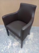 Brown Leather Effect Upholstered Chair