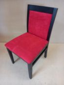 4 x Ebonised Dining Chairs with Red Upholstered Seats & Backs