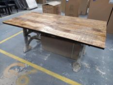 Extending Table with Distressed Looking Wooden Top and Metal Frame (requires attention)