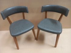 2 x Green Leather Effect Upholstered Chairs