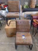 3 x Leather Cantilever Rustic Chairs