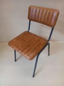 5 x Rustic Metal Framed & Leather Chairs in Burnt Orange