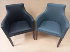 4 x Tub Type Leather Effect Dining Chairs (2 of each colour - shop soiled)