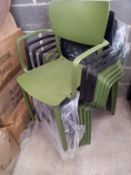 8 x Plastic Chairs - 5 x Green, 3 x Black