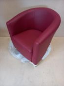 3 x Leather Effect Tub Chairs in Wine