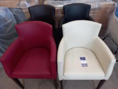 4 x Leather Effect Armchairs in Black, Brown, Cream & Wine
