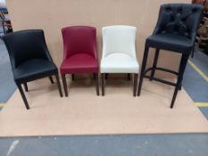 4 x Leona Leather Effect Chairs and 1 Button Back Leather Effect Stool