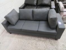 Grey Leather Effect 3 Seater Sofa - EX RENTAL