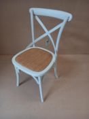 4 x Woven Seated Chairs - Painted White