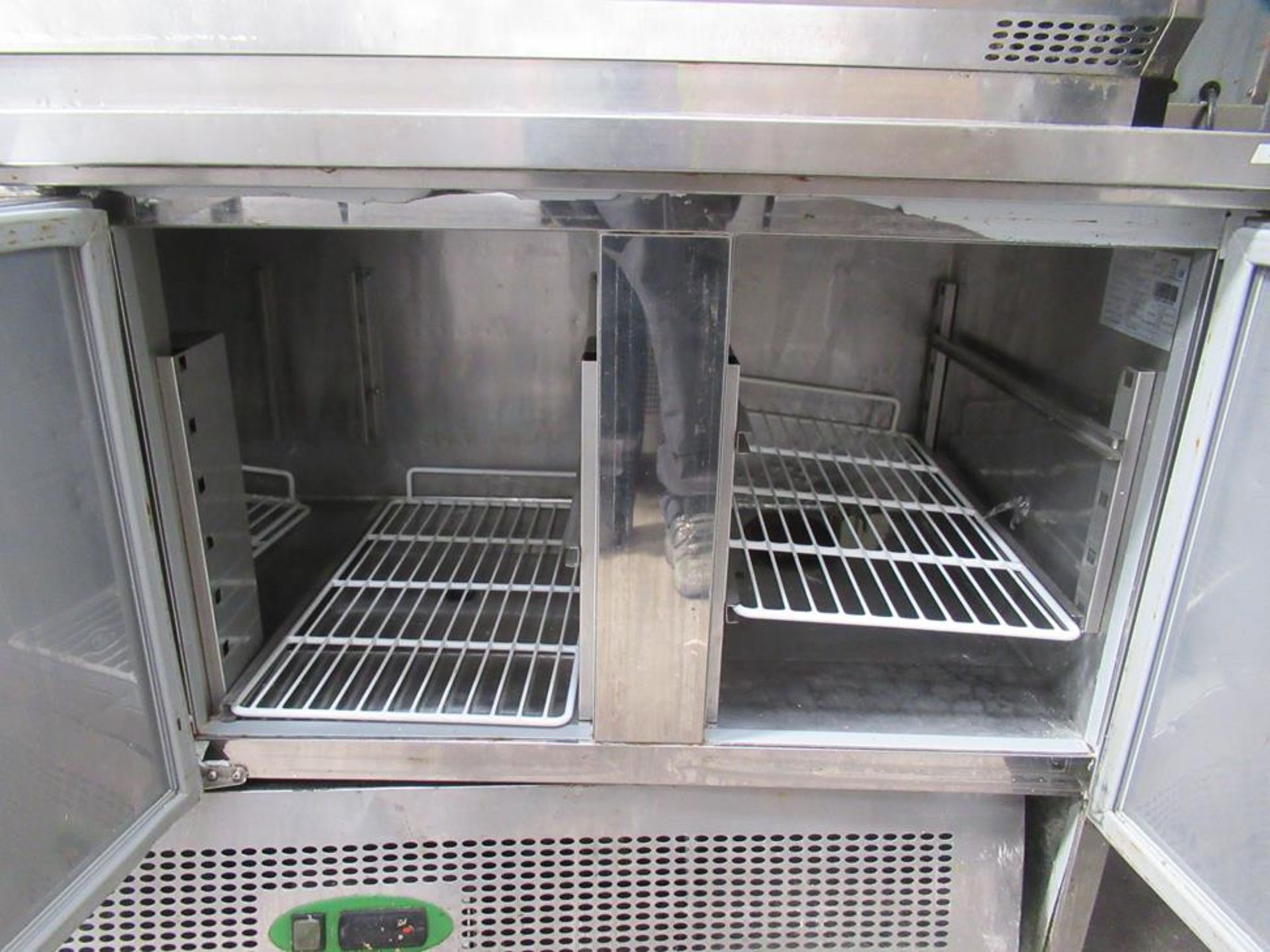 Genfrost triple door refrigerated prep cabinet with refrigerated bain marie cabinet 1370mmx700mm - Image 6 of 7