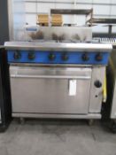 Blue Seal six burner gas cooker on two castors 900mmx900mmx800mm