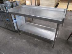 Two tier stainless steel prep table with splashback 940mmx1300mmx600mm