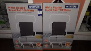 2 x status white 5 bar heated portable towel rails