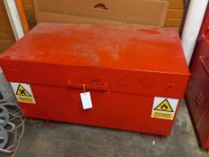 RED METAL CHEMICAL CONTAINER