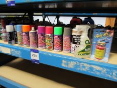 Quantity of various aerosols to include paints, silly string, blackboard paint etc.