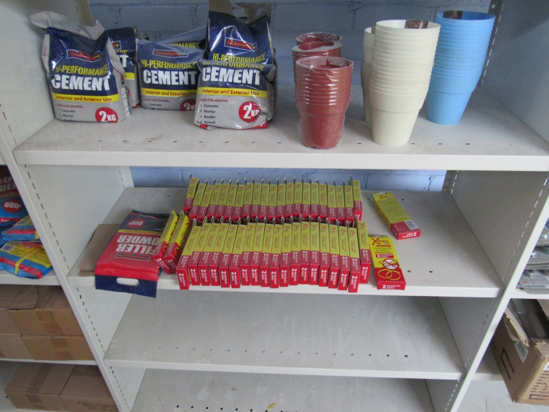 Contents of bay of shelving to include rapide cement, mosquito bands, plant pots and insect catchers - Image 3 of 3