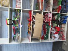 Contents of bay of shelving to include Christmas goods and pencil cases etc. – shelving not