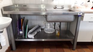 Benham Stainless Steel LHD Commercial Sink With Shelf Underneath. 1450 x 720, Includes 2 Stainless