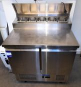 Arctica HED501 Mobile Twin Door Chiller Cabinet with 5 Section Counter Top Serving Unit