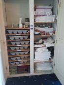 Large qty of cutlery & table linen to cupboard