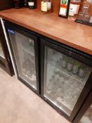 Prodis double door counter display chiller and contents of beers & waters