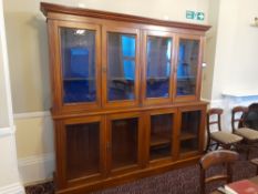 Edwardian mahogany glazed bookcase, 7'6" x 8'