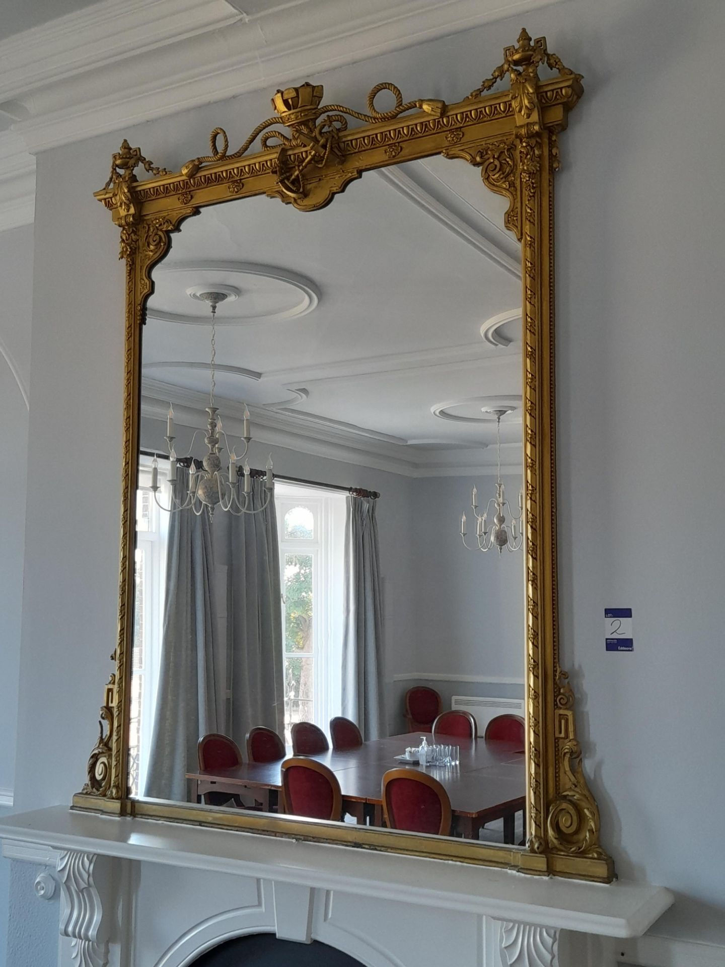 Gilt Gesso overmantle mirror surmounted by Crown and Anchor Decoration, 6' x 4'6" approx. - Image 6 of 6