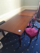 Two Wooden tables & four reproduction balloon back dining chairs