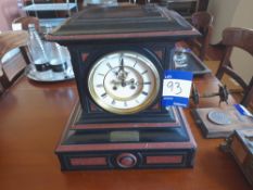 Slate & red marble mantle clock