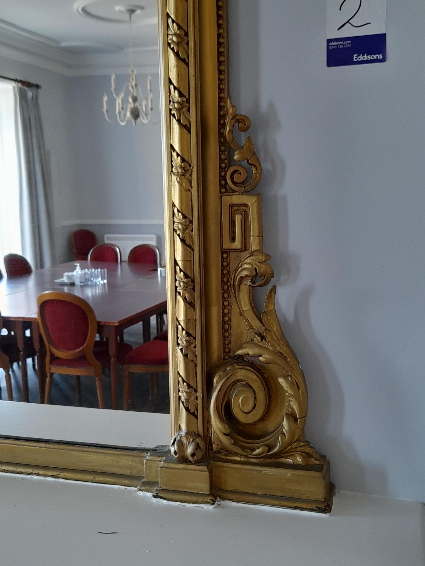 Gilt Gesso overmantle mirror surmounted by Crown and Anchor Decoration, 6' x 4'6" approx. - Image 4 of 6