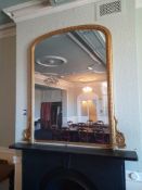 Gilt Gesso framed overmantle mirror, 6' x 4' approx.