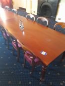 Wooden table & six reproduction balloon back dining chairs