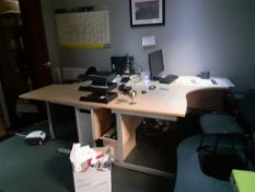 Contents of office to include 3 workstations, 4 chairs, & filing cabinet (computers excluded)
