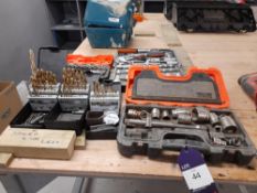 Quantity of drill bits, socket sets etc. (all inco