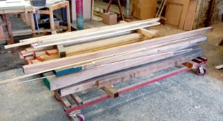 Quantity of various hardwood planks to 3 x stock trolleys