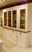 Strong white in frame kitchen cabinet with American black walnut worktop. Overall dimensions