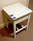 Off white small table with inset glass top 500x500