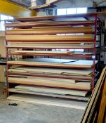 Timber sheet stock rack & contents