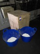 Again Faster Wood Plyo Box (Approx 20” x 24” x 30”) and 2 Blue Buckets With Small Quantity of Chalk