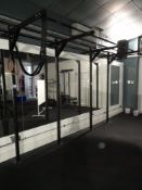 2x Interconnected Chin Up Stations with Bench/Step & Rings. Bolted to Floor And Wall. Approx 9ft x