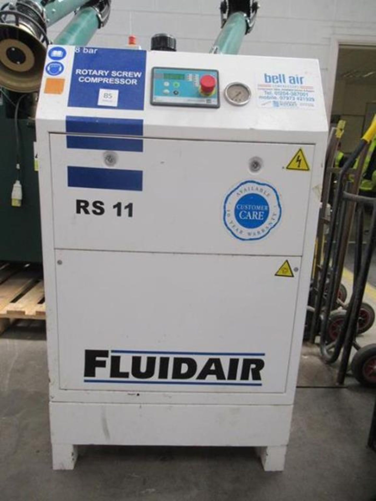 A 2006 Fluidair RS11 rotary screw compressor