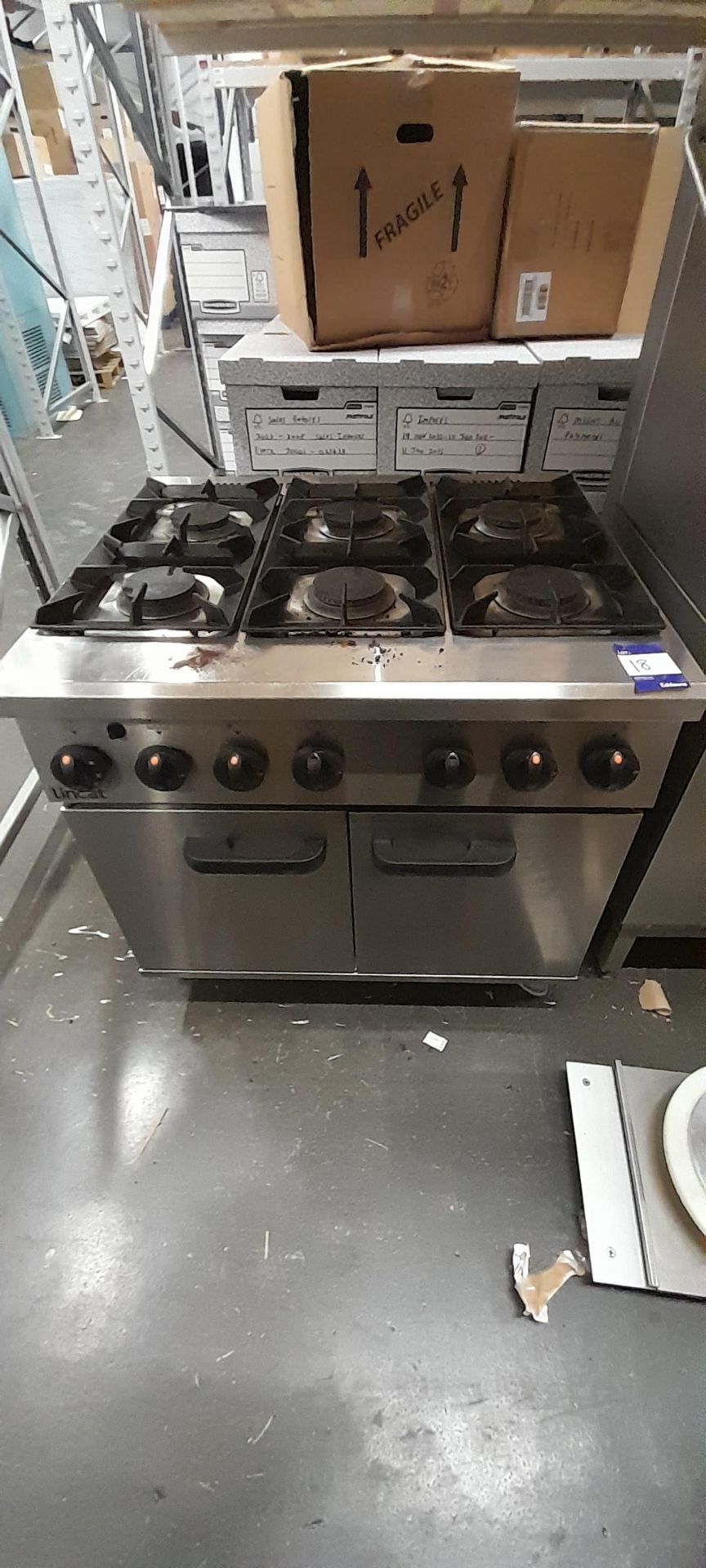 Lincat PHGR01/N Gas Fired 6 Burner With Oven Underneath, October 2019. s/n 30249885